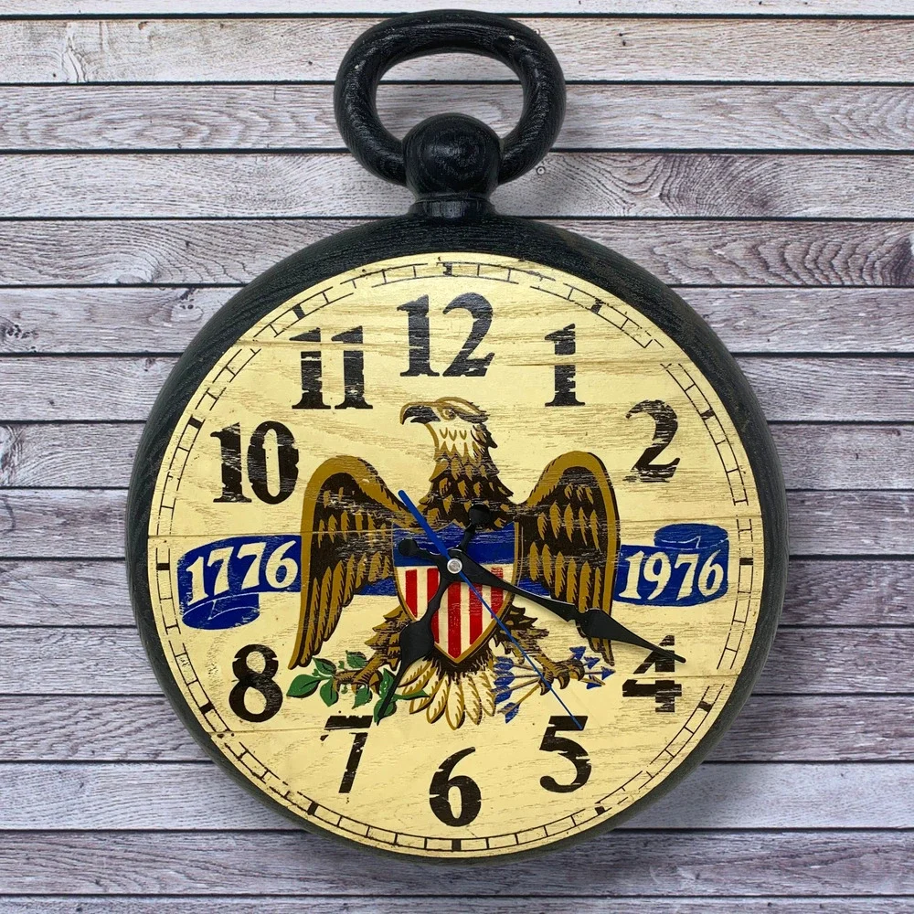 Vintage Robertshaw A73-T Bicentennial 1776-1976 Wall Clock Running USA Eagle